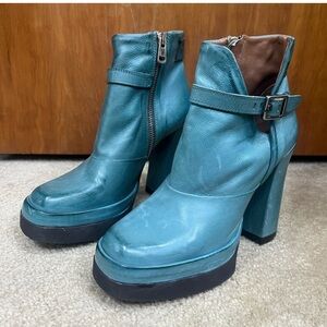 A.S.98 Teal Ankle Booties Boots EU37 US7